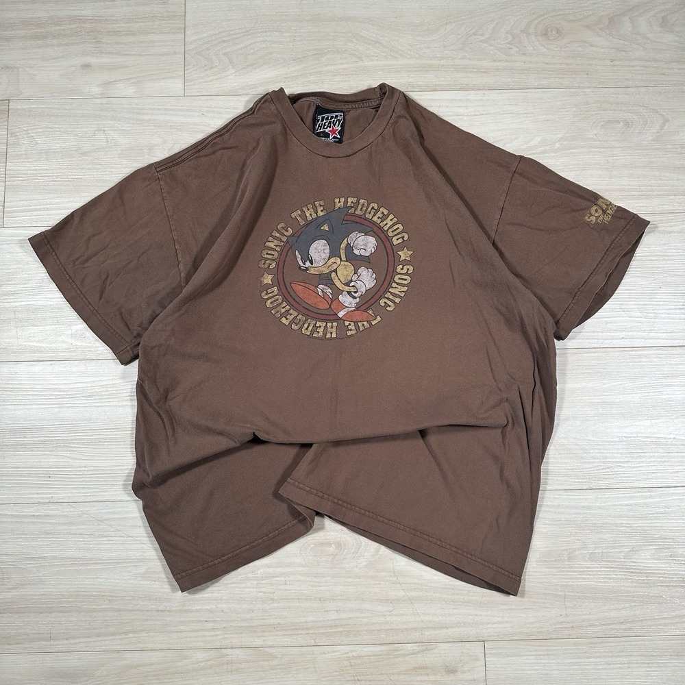 Vintage Top Heavy Clothing Sonic The Hedgehog T-Shirt Brown XL 2004 100% Cotton